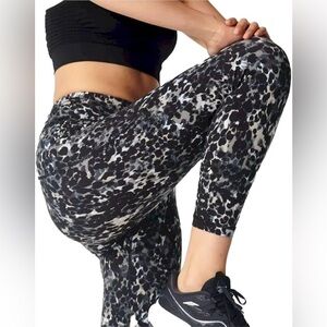 Sweaty Betty Power 7/8 Workout Leggings Grey Dapple Leopard Print Size XS US 0-2
